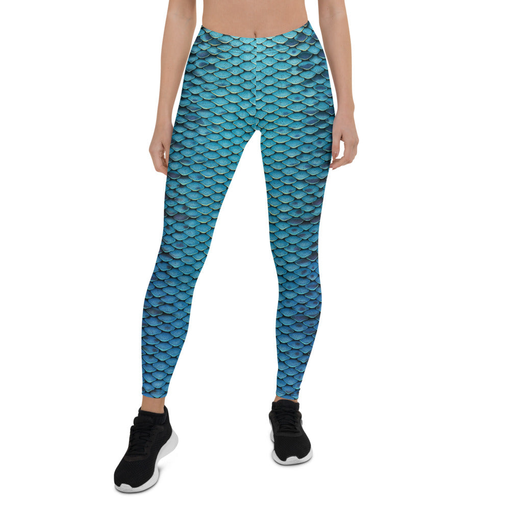 Blue and Black Scale Leggings